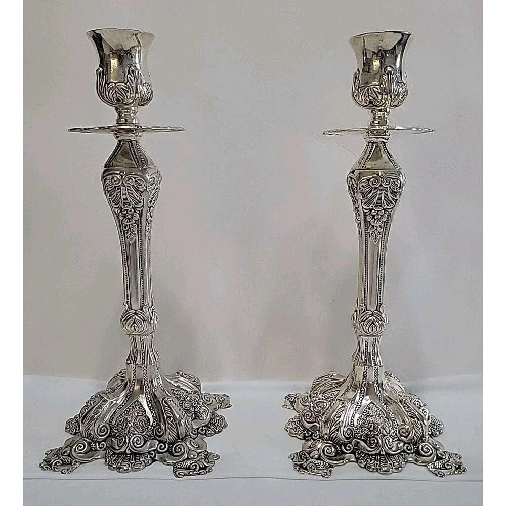 2 Vintage Godinger BAROQUE Style Ornate Silver-Plated 11.5